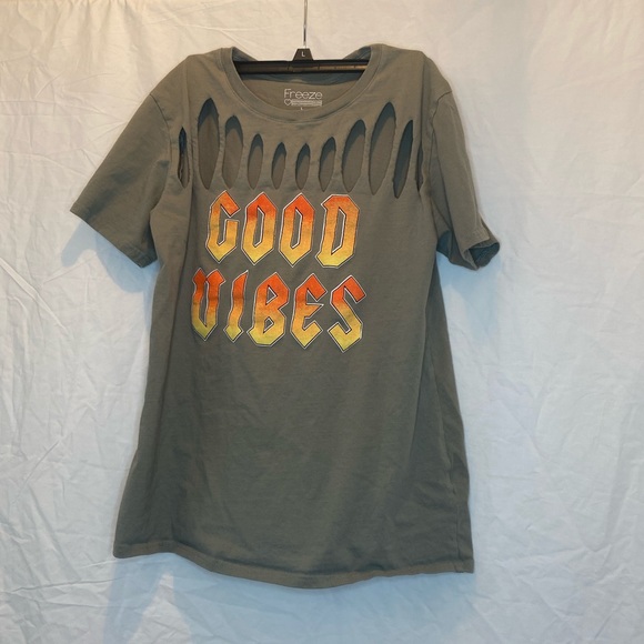 Freeze Tops - Army Green Good Vibes Short Sleeve T-Shirt